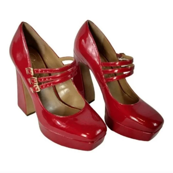 Brand New Jessica Simpson Red Patent Platform Mary Jane Heels Shoes 8 - Picture 11 of 13